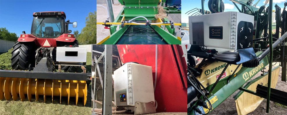 A montage of photos showing Selmech Supplied additive applicator being used in alternative applications 